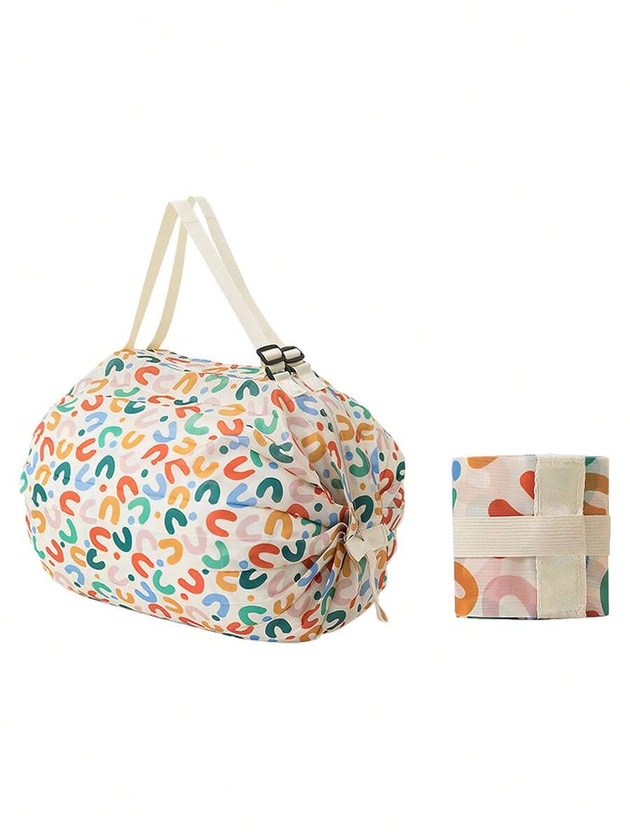 1Pc Reusable Foldable Shopping Bag Pink Waterproof Oxford Cloth Travel