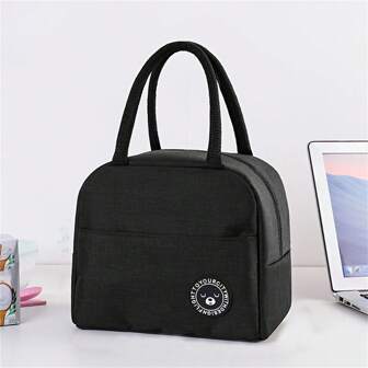 1pc Butterfly Printed Portable Lunch Bag, Waterproof Large Capacity Thermal Insulated Bag, For Outdoor Camping Picnic School Organizer Bags Teacher Storage Bags Classroom Bags Classroom Organizer Bags Woman Lunch Box Bag For Women Ladies School Supplies Stuff Accessories Bag For School School Accessories School Stuff