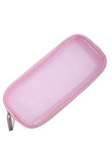 1pc Mesh Cosmetic Bag Wash Bag, Mesh Cosmetic Brush Bag Travel Wash Toothbrush Storage Bag Multifunctional Multi-Purpose Cosmetic Bag Large Capacity Portable Large Cosmetic Travel Bag, Cosmetic Brush Bag Storage Bag Foldable Cosmetic Bag For Storing Brushes, Shavers And Unisex Storage Boxes Makeup Bag School Supplies Travel Essentials Make Up Bag Holiday Essentials Makeup Bags Makeup Pouch Makeup Organizer Holiday Winter 2024 Make Up Organizer Makeup Storage - Pink - View 2