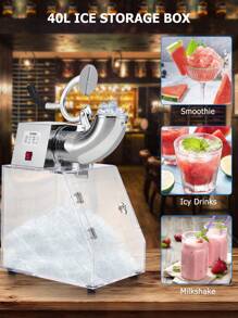 Ice Shaver Machine Snow Cone Maker, Stainless Steel Electric Snow Cone Machine With Dual Blades, Acrylic Box, Safety On/Off Switch, Shaved Ice Machine For Home, Restaurants, Bars - White - View 5