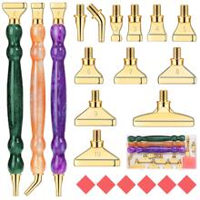 12 件金色/银色/彩色玫瑰金钻石钻头 + 1/3 件闪亮葫芦笔形塑料笔 + 6 件红胶 + 1 件塑料盒钻石画工具套件，螺纹 - 12pcs金色鑽頭 - 查看 29