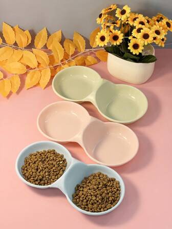 寵物用品花生形狗糧碗,雙層塑料貓狗用碗