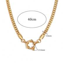 1 pieza Collar con colgante en forma de O de cadena de acero inoxidable con cierre de resorte, para mujer, adecuado para citas, fiestas y trabajo
