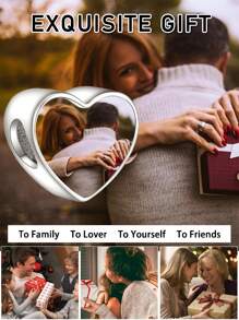 1件个性化照片手链吊坠，适合作为母亲节、母亲节、父亲节的礼物，照片项链吊坠，照片脚链吊坠，心形照片珠子配爪印图案，新年礼物送给父亲、女儿、女友、妻子、闺蜜，展现魅力。 - 銀色 - 查看 10