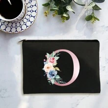 1 件带字母印花的多用途拉链化妆包，适用于洗漱用品、手机收纳、钱包、手拿包、伴娘化妆包、化妆刷收纳包、化妆品收纳，可存放口红、刷子、护肤品、手机、硬币、小物品，适用于家居、礼物、度假和节日万圣节圣诞节多功能用途，波西米亚风，适用于假日海滩、浴室收纳、卧室收纳，大容量 - 粉色 - 查看 19