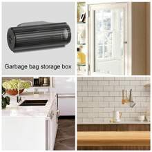 1PC No-Drill Trash Bag Dispenser Roll Rack Wall Mounted Plastic Bag Garbage Bag Storage Bag Dispenser For Kitchen Bathroom Living Room(Black) - Black - View 5