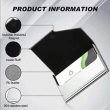With Magnetic PU Leather Stainless Steel Card Case ID Name Card Case Women Office 95*63mm Card Holder Wallet Business Card Holder Credit Card Holder For Men Mini Wallet Card Wallet Rfid Wallet