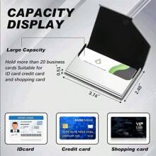 With Magnetic PU Leather Stainless Steel Card Case ID Name Card Case Women Office 95*63mm Card Holder Wallet Business Card Holder Credit Card Holder For Men Mini Wallet Card Wallet Rfid Wallet