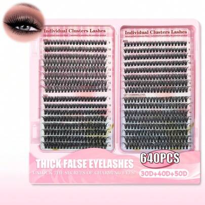 Kit de extensiones de pestañas individuales en racimos de estilo bohemio de 6 piezas, color negro, de 9-16 mm, 640 piezas. Kit de extensiones de pestañas en racimos DIY, pestañas postizas en racimos de gran capacidad de color negro, kit de racimos de pestañas individuales mixtas D30+D40+D50 de 9-16 mm, 640 piezas, herramientas de maquillaje para novias, kit de extensión de pestañas en racimos de curvatura D de color negro D30+D40+D50, pestañas postizas en racimos de gran capacidad, extensión de pestañas en racimos de curvatura D, extensiones de pestañas de volumen mega para aplicación en casa, racimos de pestañas individuales negras con rizo, racimos de pestañas individuales de 10-18 mm para aplicación en casa, pestañas con rizo D, racimos de pestañas gruesas para artículos de viaje pequeños para aplicación en casa, extensiones de pestañas individuales DIY, racimos de pestañas con rizo D para aplicación en casa, racimos de pestañas, pestañas individuales, pestañas postizas