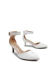 Women's Low Heel Ankle Strap Elegant Dress Pump Shoes - trắng - Xem 6