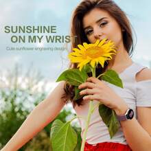 1pc Sunflower Engraved Bands Compatible With Samsung Galaxy Watch 6 Band/Watch 4/Watch 5 Band 40mm 44mm For Women Men, Samsung Galaxy Watch 6 Classic Bands/Galaxy Active 2/Galaxy Watch 3/Galaxy Watch 5 Pro 45mm, 20mm Soft Silicone Replacement Sport Strap As A Gift For Students Returning To School
