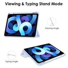 Capa Case Acrílico Magnética Com Suporte Caneta Para iPad 7/8/9 Geração 10.2/10.5 polegada - Azul bebe - Visão 9