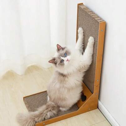 LIVINGANDHOME Living And Home L-Shaped Cat Scratcher With Ball Toys, Corrugated Cat Scratching Board,Cat Scratch Pad For Protect Your Furniture,Interactive And Durable Cat Furniture For Cat Playful Paws