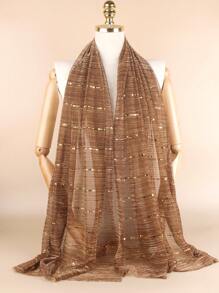 女士亮片蕾丝网纱闪亮奢华头巾围巾日常围巾披肩派对配饰女士秋冬