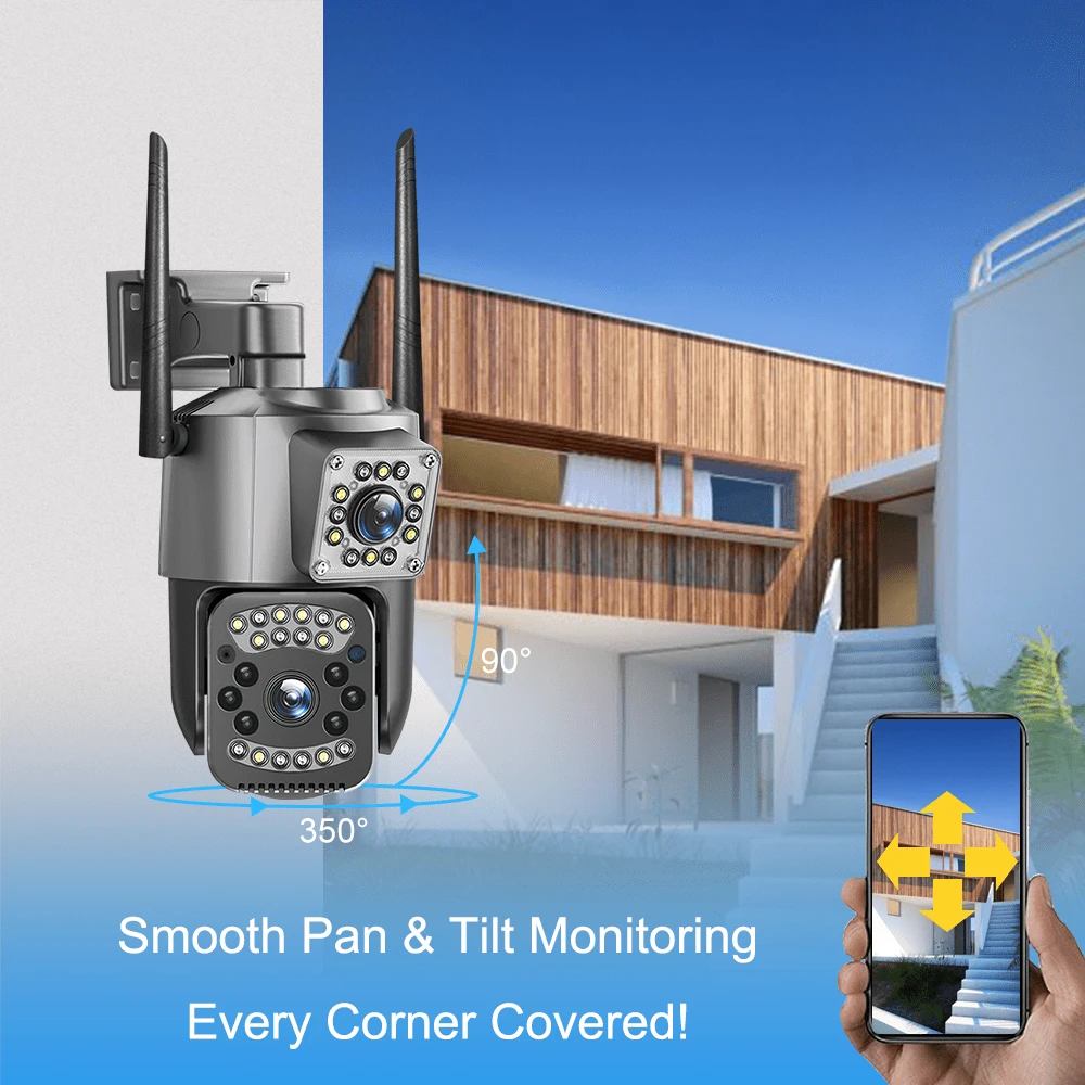Caméra De Sécurité Extérieure 4Mp Wifi Tf Carte Interphone Vocal Zoom Numérique Humanoïde Suivi