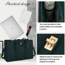 NEWHEY Solid Color Simple Design Large Capacity Tote Bag Handbag, Business Casual Woman Bag Perfect For Office Business And Work, Tote Bags For Ladies, Work Bag Women, Ideal For Everyday Elegance & Special Occasions, Eye-Catching Work Bags For Women - Dark Green - View 9