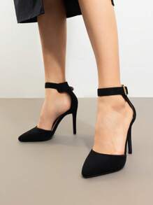 Women Pointed Toe Ankle Strap D'Orsay High Heel Stiletto  Pumps Shoes - 黑色 - 查看 3
