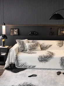 1入組現代陳ille現代防滑沙發毛巾,全覆蓋四季沙發套,適用於沙發桌布、野餐墊、臥室、客廳、辦公室和戶外活動 - 黑色 - 查看 10