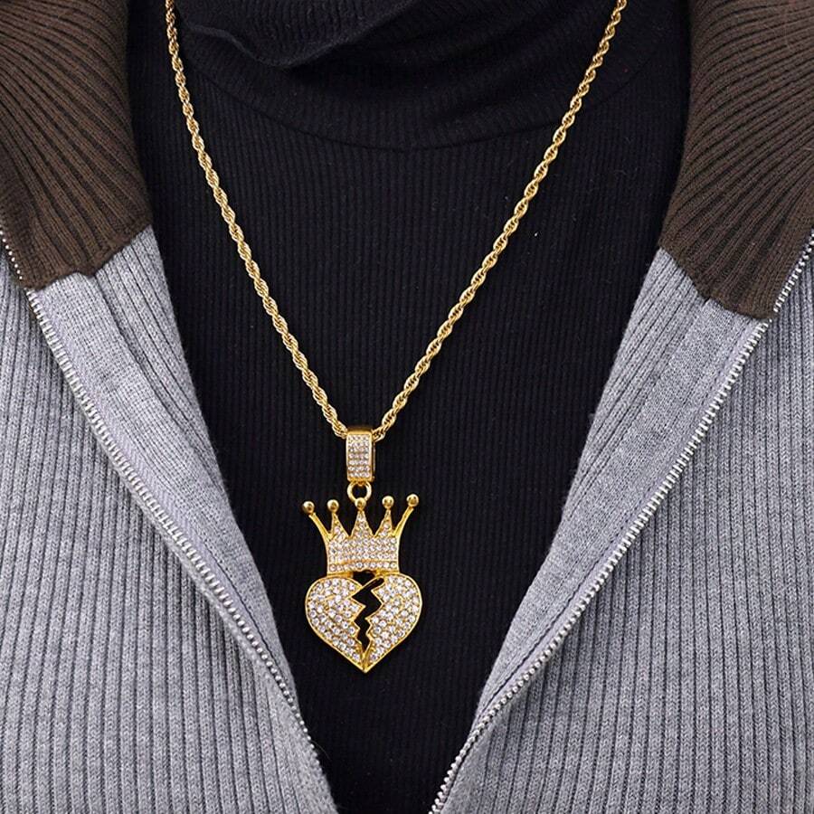 1入歐美風格嘻哈合金鑲鑽項鍊,具有各種嘻哈與龐克風格元素,如數字、皇冠、獎章、寶石、美元符號 - 嘻哈吊墜 - 查看 1