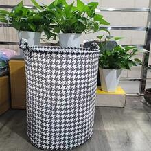 Foldable Fabric Laundry Basket In Checkered Pattern For Bedroom And Bathroom Storage, Large Capacity, Nordic Style School Organizer Bags Teacher Storage Bags - Black and White - View 5