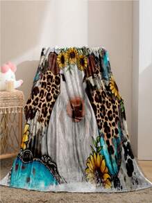 1 Miếng Siêu Mềm Chăn nỉ Flannel Với Thiết kế độc nhất Đối với Con bò Hoa Hướng dương In hoa Báo , HD In , Thích hợp Đối với Tất cả , Nhiều Kích thước Có sẵn - nhiều màu - Xem 3