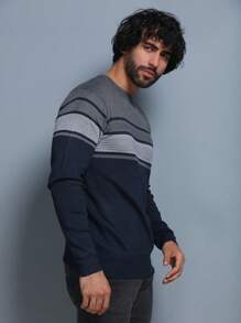 Men Sweaters - Màu xanh hải quân - Xem 3