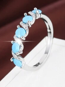 1 件时尚女士戒指，采用扭曲设计和镶嵌 - 彩色 - 查看 12