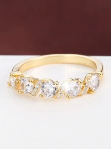 1 件时尚女士戒指，采用扭曲设计和镶嵌 - 彩色 - 查看 5