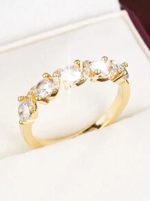 1 件时尚女士戒指，采用扭曲设计和镶嵌 - 彩色 - 查看 3