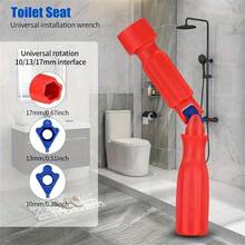 1pc Adjustable Rotatable Toilet Seat Wrench - Household Toilet Screw Installation & Repair Tool - Red - View 3