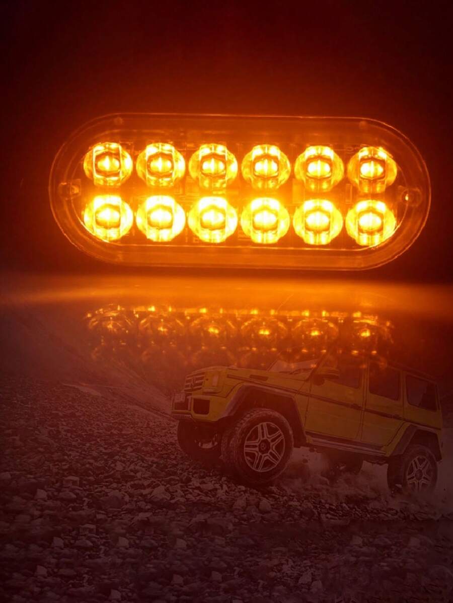 1pc 12 LED Truck Warning Light, Yellow White Blue Red Flashing