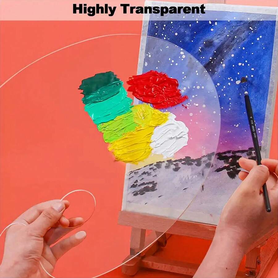 1pc Clear Acrylic Paint Palette With Thumb Hole Rectangular And