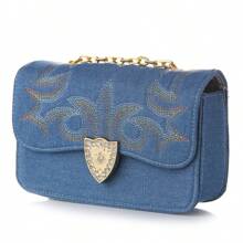 Bolsas Country jeans Bordada Ana Castela boiadeiro Festa de Pião cowboy lançamento - Azul - Visão 3