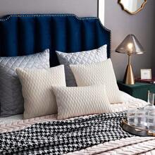 1/2 件米色天鹅绒波浪条纹抱枕套,方形靠垫套,节日家居装饰枕头,柔软舒适的面料,现代沙发、卧室、宿舍装饰 - 米色 - 查看 7