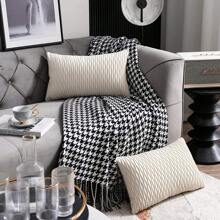 1/2 件米色天鹅绒波浪条纹抱枕套,方形靠垫套,节日家居装饰枕头,柔软舒适的面料,现代沙发、卧室、宿舍装饰 - 米色 - 查看 4