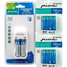 Charger With 8 Original AAA Triple A 1.2v Rechargeable Batteries - White - View 1