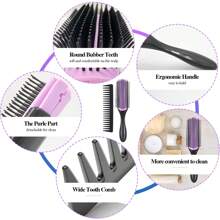 Detangling Brush Set For Curly Hair, Curly Hair Brush With Sleep Bonnet  America/ 3a To 4c Texture, Easier And Faster On Wash Days - Purple - View 4