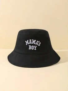 1pc Plain Baby Embroidered Bucket Hat - Black - View 2