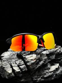 POLASUP 1pc Polarized Semi-Rimless Men's Outdoor Cycling Sports Glasses With Silicone Foot Cover, Soft Nose Pad, Windproof, Suitable For Sports And Travel Beach Accessories Glasses Shades Easy Comfort Casual Outfits Outdoor Cycling Glasses For Summer Beach Vacation,Outdoor,Travel