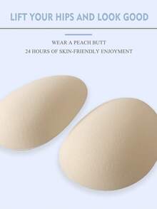 1pair Lady Silicone Buttock Pad & Latex Peach Hip Pads, Apricot Color, Separate Design - Apricot - View 2