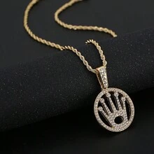 1入歐美風格嘻哈合金鑲鑽項鍊,具有各種嘻哈與龐克風格元素,如數字、皇冠、獎章、寶石、美元符號 - 嘻哈吊墜 - 查看 19