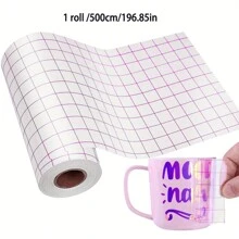 1 Roll 12in*39.4in/12in*196.85in Transparent Vinyl Transfer Tape With Grid For Alignment, Adhesive Transfer Paper For Silhouette Vinyl Stickers, Decals, Windows, Signs, Back To School