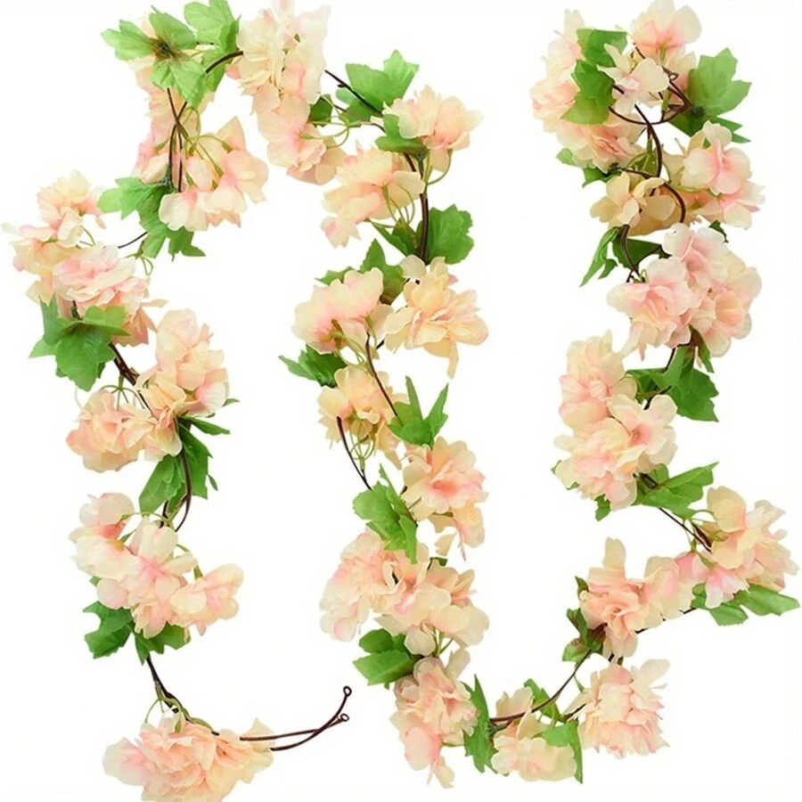 1pc 90 inch Hoa anh đào nhân tạo Dây leo Vòng hoa anh đào phương Đông giả Vòng hoa anh đào giả Cây dây leo treo Hoa giả Vòng hoa hoa nhân tạo Trang trí tiệc cưới tại nhà - Rượu sâm banh - Xem 1