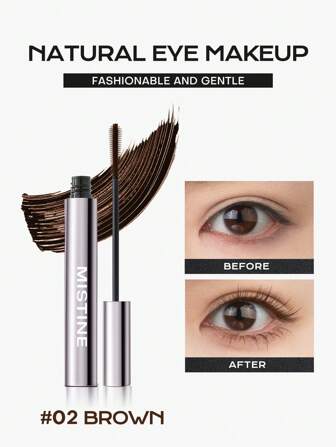 MISTINE Máscara De Pestañas A Prueba De Agua Negro Volumen Y Longitud, Rizado, Elevación Y Alargamiento De Las Pestañas En 24 Horas, Sin Grumos, A Prueba De Manchas, Máscara De Pestañas Negra. Marrón Natural, 5g, 1 Pack