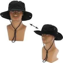 Unisex Sun Hat, Waterproof Wide Brim Bucket Hat Packable Boonie Hat For Fishing Hiking Gardening Safari Beach Casual