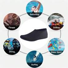 1 Paar Sommer Schwarz S-XXL Schnelltrocknende Schuhe für Damen und Herren - Rutschfeste, leichte Aqua Socken für Strand, Pool, Yoga, Angeln, Surfen, Trekking und Wandern, Strandutensilien, Poolzubehör