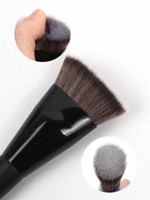 MAANGE 2pcs Professional Facial Makeup Brush Set,Makeup Tools With Soft Fiber For Easy Carrying,Foundation Brush,Powder Brush,Blush Brush,Brush Set For Travel - 黑色 - 查看 4