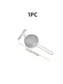 1 Pieza/3 Piezas Colador De Acero Inoxidable Con Mango, Herramienta De Cocina Multiusos Para Freír Y Filtrar - Plateado - Ver 15