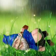 1pcDrunk Gnome Statue Outdoor Decoration, Fun Knome Sculpture Yard Decoration Lawn Patio Gnome Decoration, Perfect For Housewarming, Valentine's Day, Weird Garden Gifts - Blue - View 2