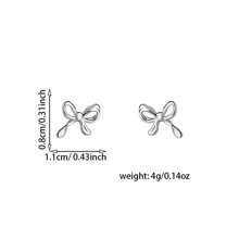 1pair Europe And America  Simple & Versatile & Elegant & Geometric & Asymmetrical Bowknot Design Earrings For Women - Geometric Irregular Bow Women's Stud Earrings - View 6